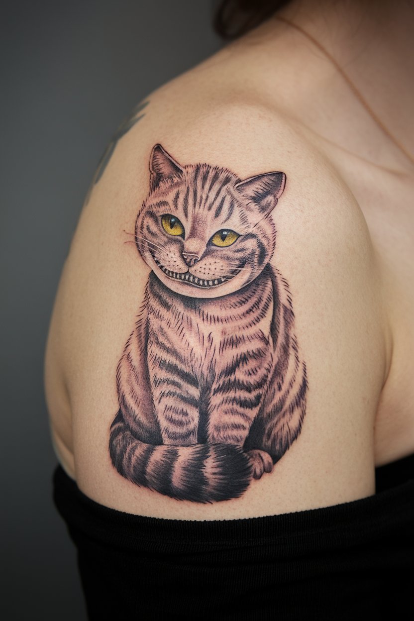 20 Cheshire Cat Tattoo Ideas For Unique Ink Inspiration Inkspiredtattoos Com
