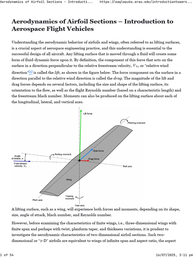 Aerodynamics Of Airfoil Sections Introduction To Aerospace Flight Vehicles Aerodynamics Of Airfoil Sections Introduction To Aerospace Flight Vehicles