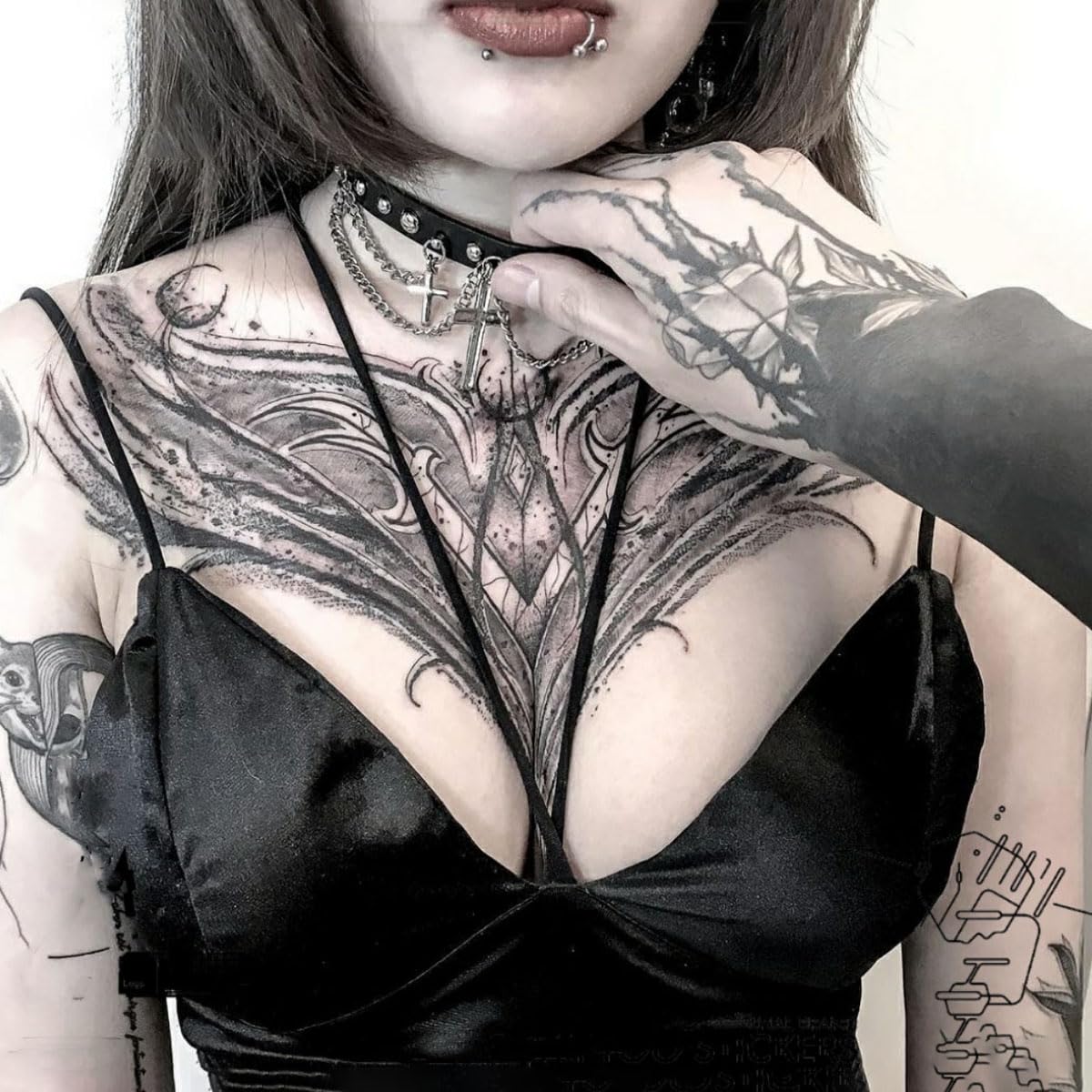 Amazon Com Large Temporary Tattoos Women Temporary Neck Tattoos Temporary Realistic Flower Chest Tattoo For Adults Temporary Tattoos Sticker 28 Beauty Personal Care