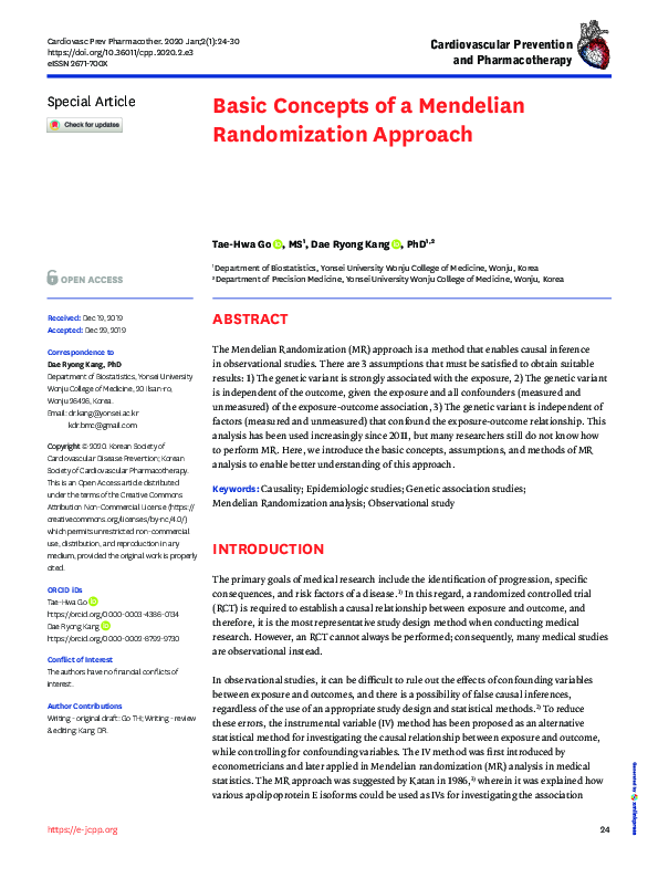 Basic Concepts Of A Mendelian Randomization Approach
