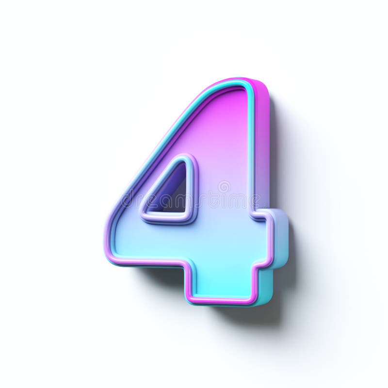 Foto De N Mero 4 Quatro Azul 3D Sinal S Mbolo Gr Fico De Renderiza O