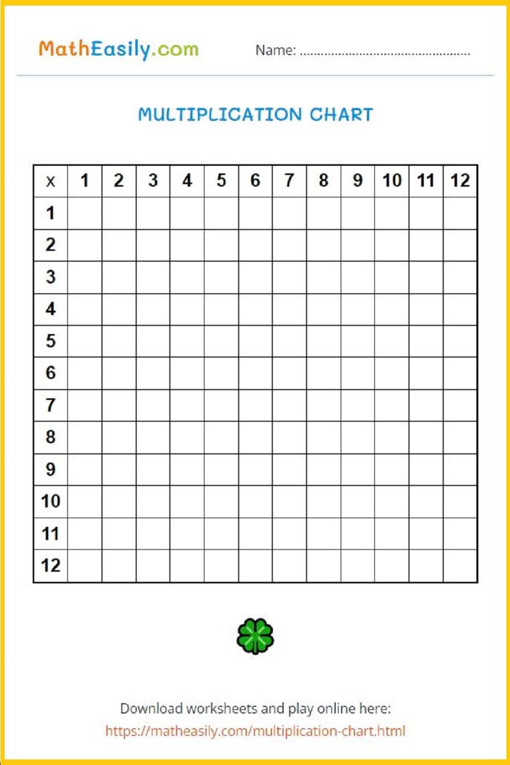 Multiplication Chart 1100 Printable Pdf