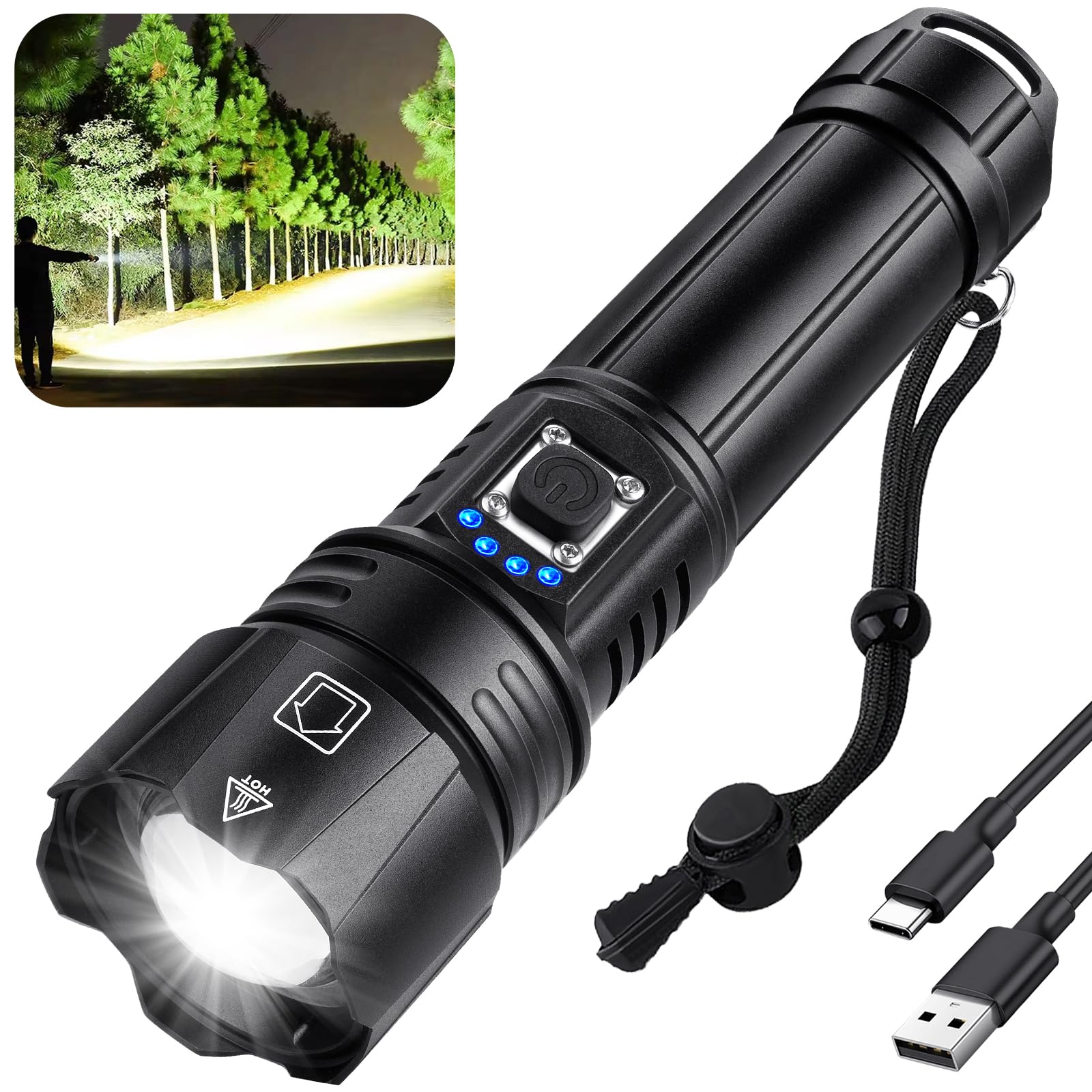 Rechargeable Flashlights High Lumens 990 000 Lumen Brightest Led Flashlight With 5 Modes Amp 12H