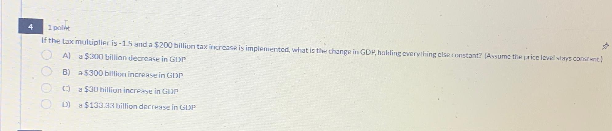 Solved If The Tax Multiplier Is 1 5 And A 200 Billion Tax Chegg Com